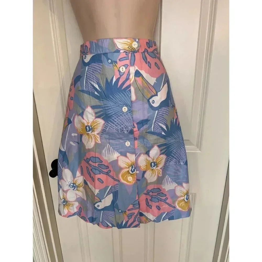 Vintage David Smith blue liberty‎ floral button down skort size 20